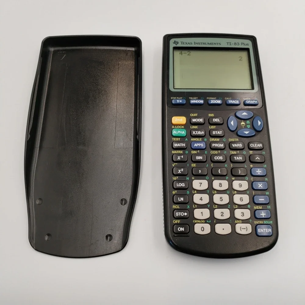 Texas Instruments TI-83 Plus Graphing Calculator Black With Slide Cover TESTED